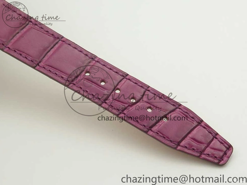 MIROTIME 0113 Portofino IW458101 Diamond Bezel SS MK 1:1 Best Edition Silver Dial On Purple Leather Strap MIYOTA Tailored 7166